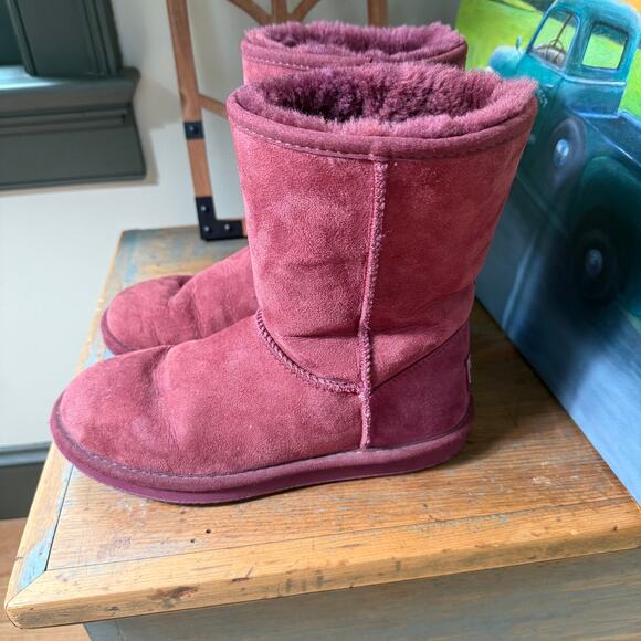 L.L. Bean Wicked Good Shearling Boots Size 7 Short Purple Pull On Cozy Classic - Picture 2 of 7